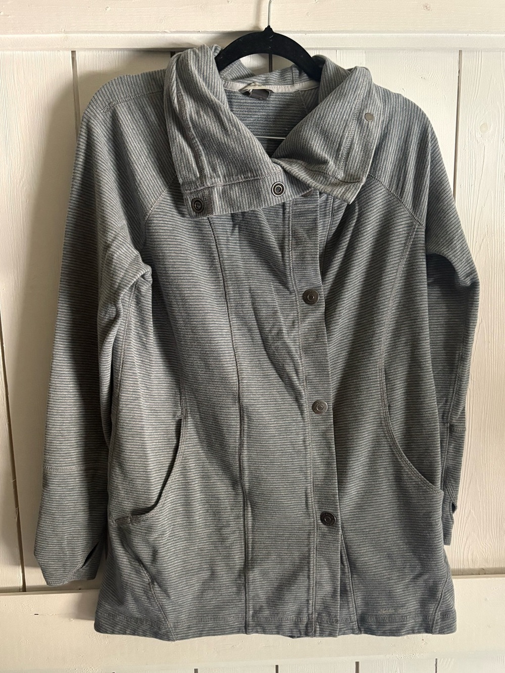Eddie Bauer Light Gray Button-Front Sweater/ Jacket